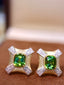 14K GOLD 2.18 CTW NATURAL TOURMALINE & DIAMOND EARRINGS