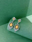 14K GOLD 2.51 CTW NATURAL YELLOW DIAMOND & DIAMOND EARRINGS