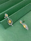 14K GOLD 2.51 CTW NATURAL YELLOW DIAMOND & DIAMOND EARRINGS