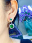 14K GOLD 6.59 CTW VIVID GREEN NATURAL EMERALD & DIAMOND EARRINGS