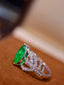 14K GOLD 1.32 CTW VIVID GREEN NATURAL EMERALD & DIAMOND RING