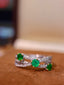 14K GOLD 1.05 CTW VIVID GREEN NATURAL EMERALD & DIAMOND RING