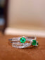 14K GOLD 1.05 CTW VIVID GREEN NATURAL EMERALD & DIAMOND RING