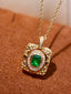 14K GOLD 0.38 CTW VIVID GREEN NATURAL EMERALD & DIAMOND PENDANT