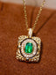 14K GOLD 0.38 CTW VIVID GREEN NATURAL EMERALD & DIAMOND PENDANT