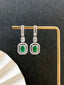 14K GOLD 2.17 CTW VIVID GREEN NATURAL EMERALD & DIAMOND EARRINGS