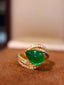 14K GOLD 4.36 CTW VIVID GREEN NATURAL EMERALD & DIAMOND RING