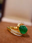 14K GOLD 4.36 CTW VIVID GREEN NATURAL EMERALD & DIAMOND RING