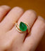 14K GOLD 4.36 CTW VIVID GREEN NATURAL EMERALD & DIAMOND RING