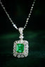 14K GOLD 0.87 CTW VIVID GREEN NATURAL EMERALD & DIAMOND PENDANT