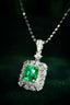 14K GOLD 0.87 CTW VIVID GREEN NATURAL EMERALD & DIAMOND PENDANT