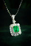 14K GOLD 0.87 CTW VIVID GREEN NATURAL EMERALD & DIAMOND PENDANT