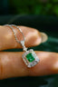 14K GOLD 0.87 CTW VIVID GREEN NATURAL EMERALD & DIAMOND PENDANT