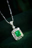 14K GOLD 0.87 CTW VIVID GREEN NATURAL EMERALD & DIAMOND PENDANT