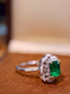 14K GOLD 2.09 CTW VIVID GREEN NATURAL EMERALD & DIAMOND RING