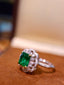 14K GOLD 2.09 CTW VIVID GREEN NATURAL EMERALD & DIAMOND RING