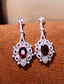 14K GOLD 3.07 CTW NATURAL RUBY & DIAMOND EARRINGS