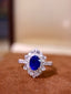 14K GOLD 1.90 CTW VIVID BLUE NATURAL SAPPHIRE & DIAMOND RING