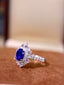 14K GOLD 1.90 CTW VIVID BLUE NATURAL SAPPHIRE & DIAMOND RING