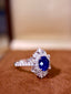 14K GOLD 1.90 CTW VIVID BLUE NATURAL SAPPHIRE & DIAMOND RING