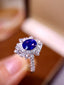 14K GOLD 1.90 CTW VIVID BLUE NATURAL SAPPHIRE & DIAMOND RING