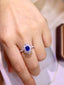 14K GOLD 1.90 CTW VIVID BLUE NATURAL SAPPHIRE & DIAMOND RING