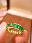 14K GOLD 1.54 CTW VIVID GREEN NATURAL EMERALD & DIAMOND RING