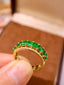 14K GOLD 1.54 CTW VIVID GREEN NATURAL EMERALD & DIAMOND RING