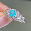 14K GOLD 0.7 CT NATURAL PARAIBA TOURMALINE & SAPPHIRE & DIAMOND RING