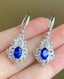 14K GOLD 2.2 CT NATURAL SAPPHIRE & DIAMOND EARRINGS