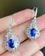 14K GOLD 2.2 CT NATURAL SAPPHIRE & DIAMOND EARRINGS