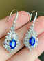 14K GOLD 2.2 CT NATURAL SAPPHIRE & DIAMOND EARRINGS