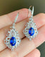 14K GOLD 2.2 CT NATURAL SAPPHIRE & DIAMOND EARRINGS