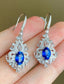 14K GOLD 2.2 CT NATURAL SAPPHIRE & DIAMOND EARRINGS