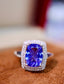 14K GOLD 3.37 CTW NATURAL TANZANITE & DIAMOND RING