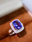 14K GOLD 3.37 CTW NATURAL TANZANITE & DIAMOND RING