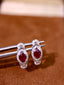 14K GOLD 1.16 CTW VIVID RED NATURAL RUBY & DIAMOND EARRINGS