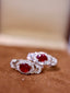 14K GOLD 1.16 CTW VIVID RED NATURAL RUBY & DIAMOND EARRINGS