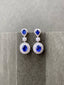 14K GOLD 3.47 CTW NATURAL SAPPHIRE & DIAMOND EARRINGS