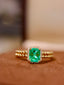 14K GOLD 1.38 CTW VIVID GREEN NATURAL EMERALD & DIAMOND RING