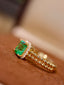 14K GOLD 1.38 CTW VIVID GREEN NATURAL EMERALD & DIAMOND RING