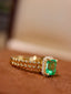 14K GOLD 1.38 CTW VIVID GREEN NATURAL EMERALD & DIAMOND RING