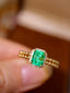 14K GOLD 1.38 CTW VIVID GREEN NATURAL EMERALD & DIAMOND RING