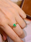 14K GOLD 1.38 CTW VIVID GREEN NATURAL EMERALD & DIAMOND RING