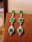 14K GOLD 5.87 CTW VIVID GREEN NATURAL EMERALD & DIAMOND EARRINGS