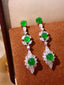 14K GOLD 5.87 CTW VIVID GREEN NATURAL EMERALD & DIAMOND EARRINGS