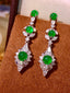 14K GOLD 5.87 CTW VIVID GREEN NATURAL EMERALD & DIAMOND EARRINGS