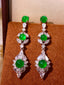 14K GOLD 5.87 CTW VIVID GREEN NATURAL EMERALD & DIAMOND EARRINGS