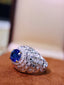 14K GOLD 3.90 CTW NATURAL SAPPHIRE & DIAMOND RING