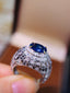 14K GOLD 3.90 CTW NATURAL SAPPHIRE & DIAMOND RING